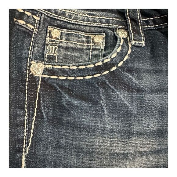 Miss Me Embellished Distressed Mid Rise Easy Skinny Jeans Sz 27 - Picture 7 of 15